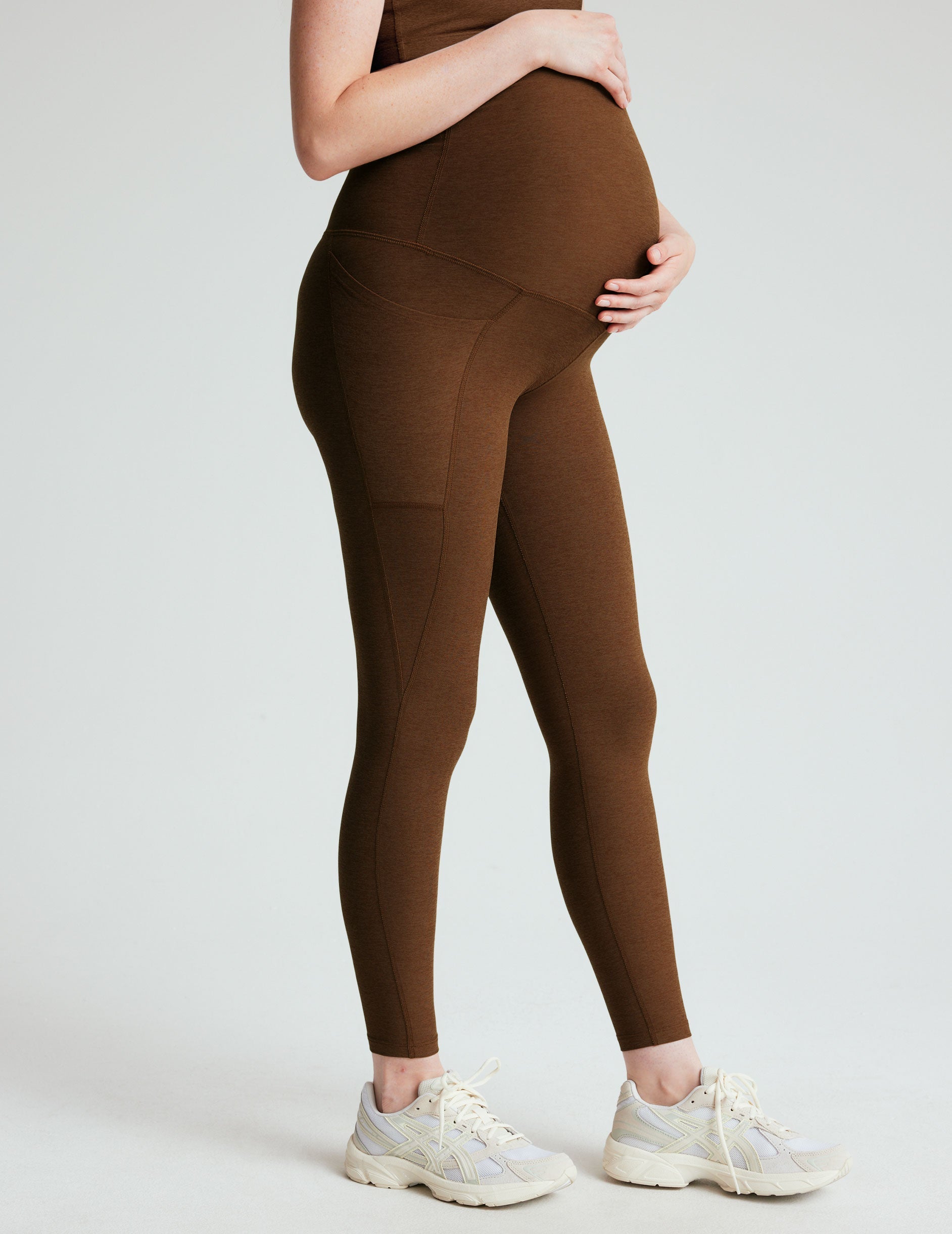Spacedye Maternity Pocket Midi Leggings: Ultra-Soft, High-Waisted Support for Pregnancy & Postpartum