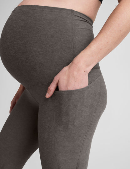 Spacedye Maternity Midi Leggings: Ultra-Soft Pocketed Design for Pregnancy & Postpartum