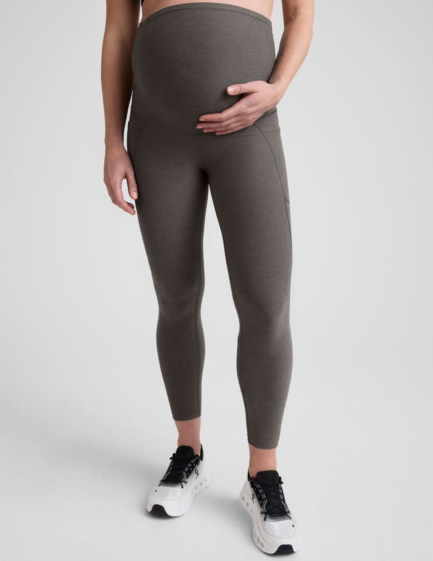 Spacedye Maternity Midi Leggings: Ultra-Soft Pocketed Design for Pregnancy & Postpartum