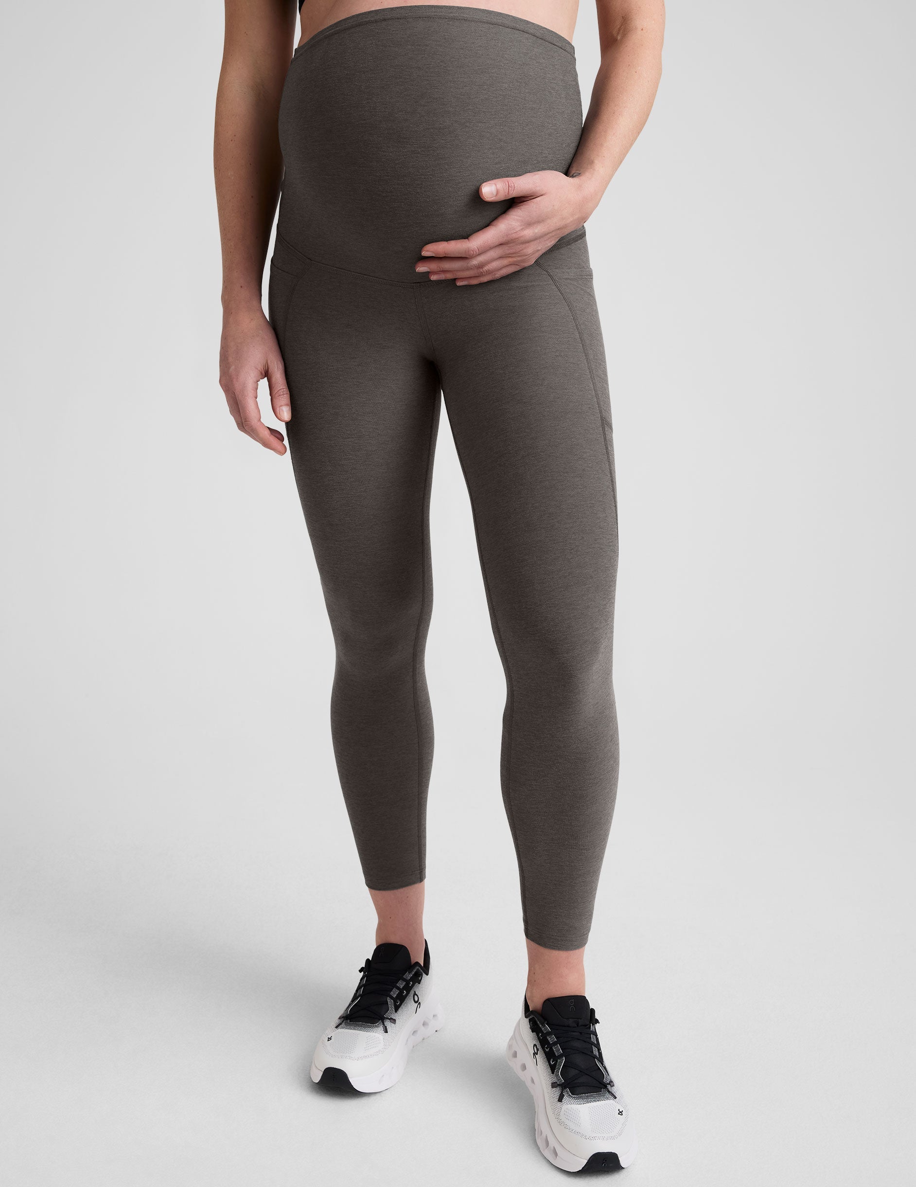 Spacedye Maternity Midi Leggings: Ultra-Soft Pocketed Design for Pregnancy & Postpartum