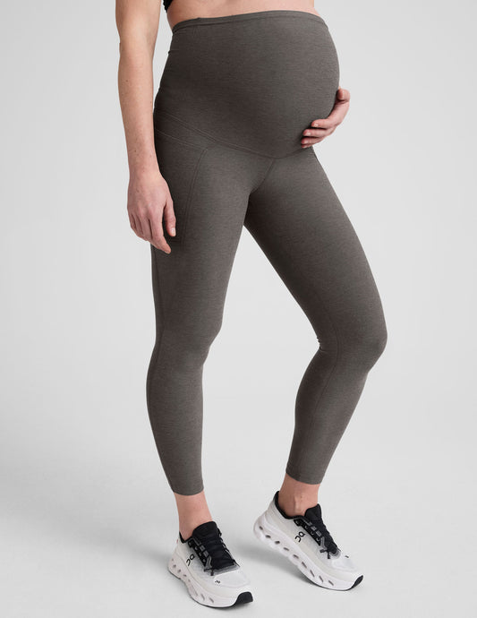 Spacedye Maternity Midi Leggings: Ultra-Soft Pocketed Design for Pregnancy & Postpartum