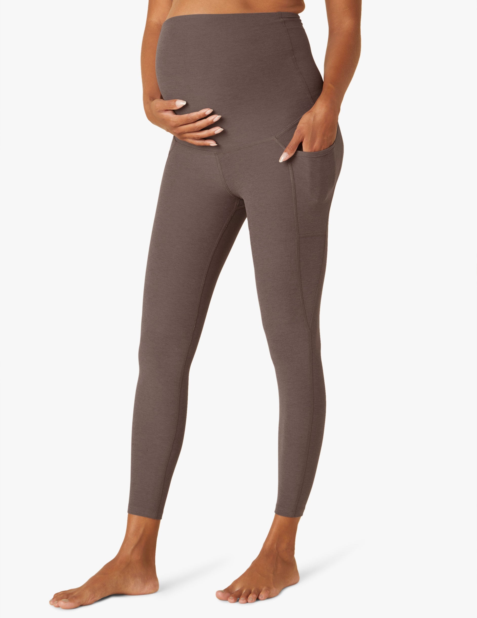 Ultra-Comfort Maternity Pocket Midi Leggings: High-Waisted Support for Every Trimester
