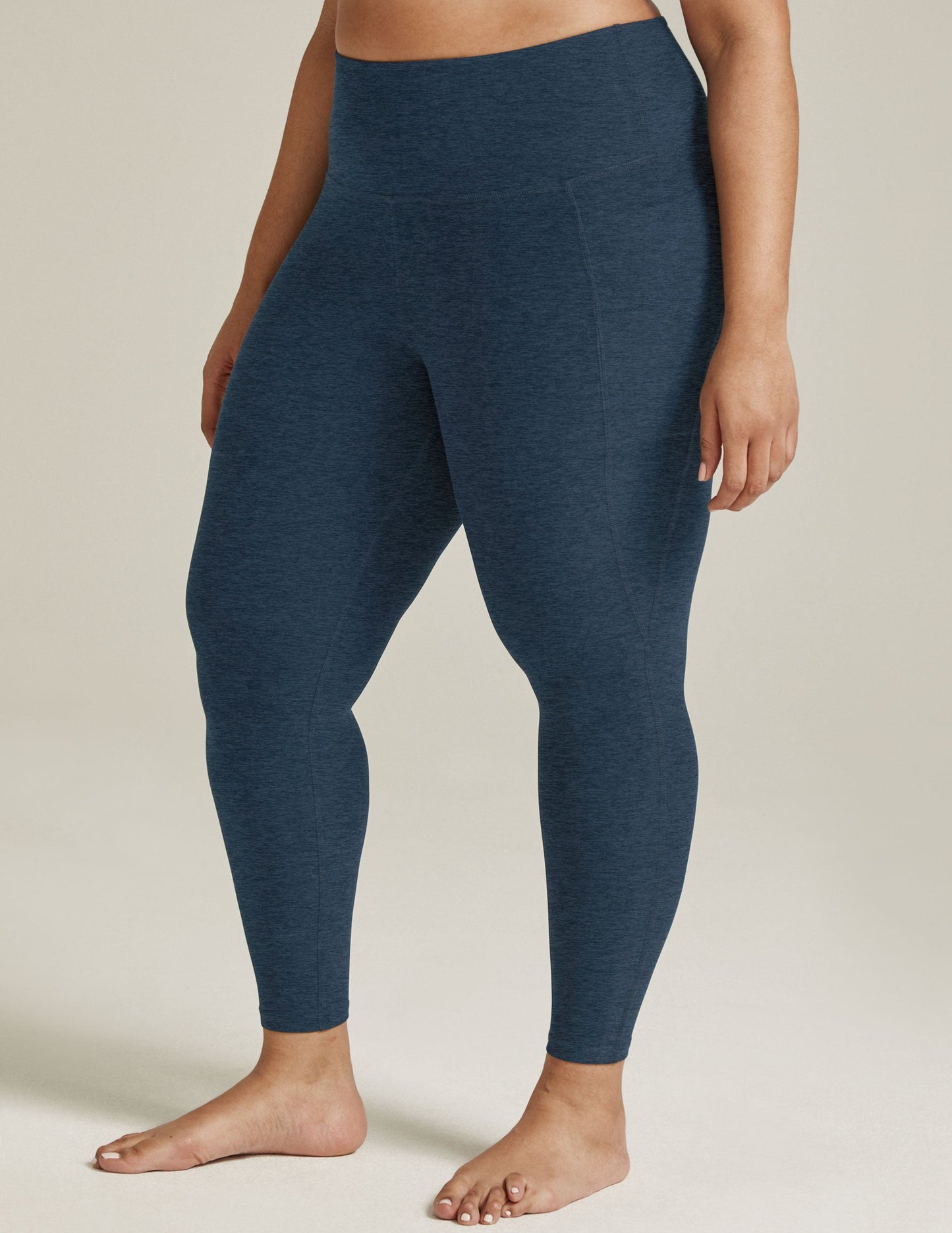 Buttery Soft Spacedye High-Waisted Midi Leggings with Convenient Side Pockets