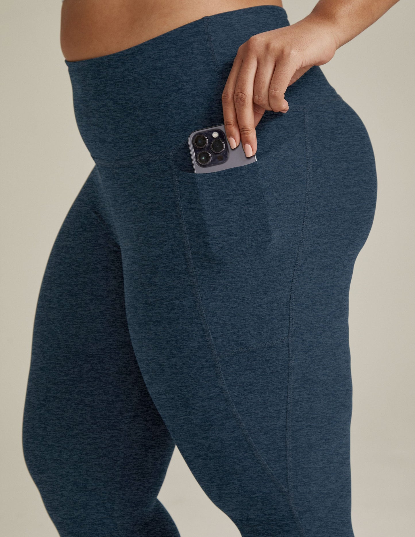 Buttery Soft Spacedye High-Waisted Midi Leggings with Convenient Side Pockets