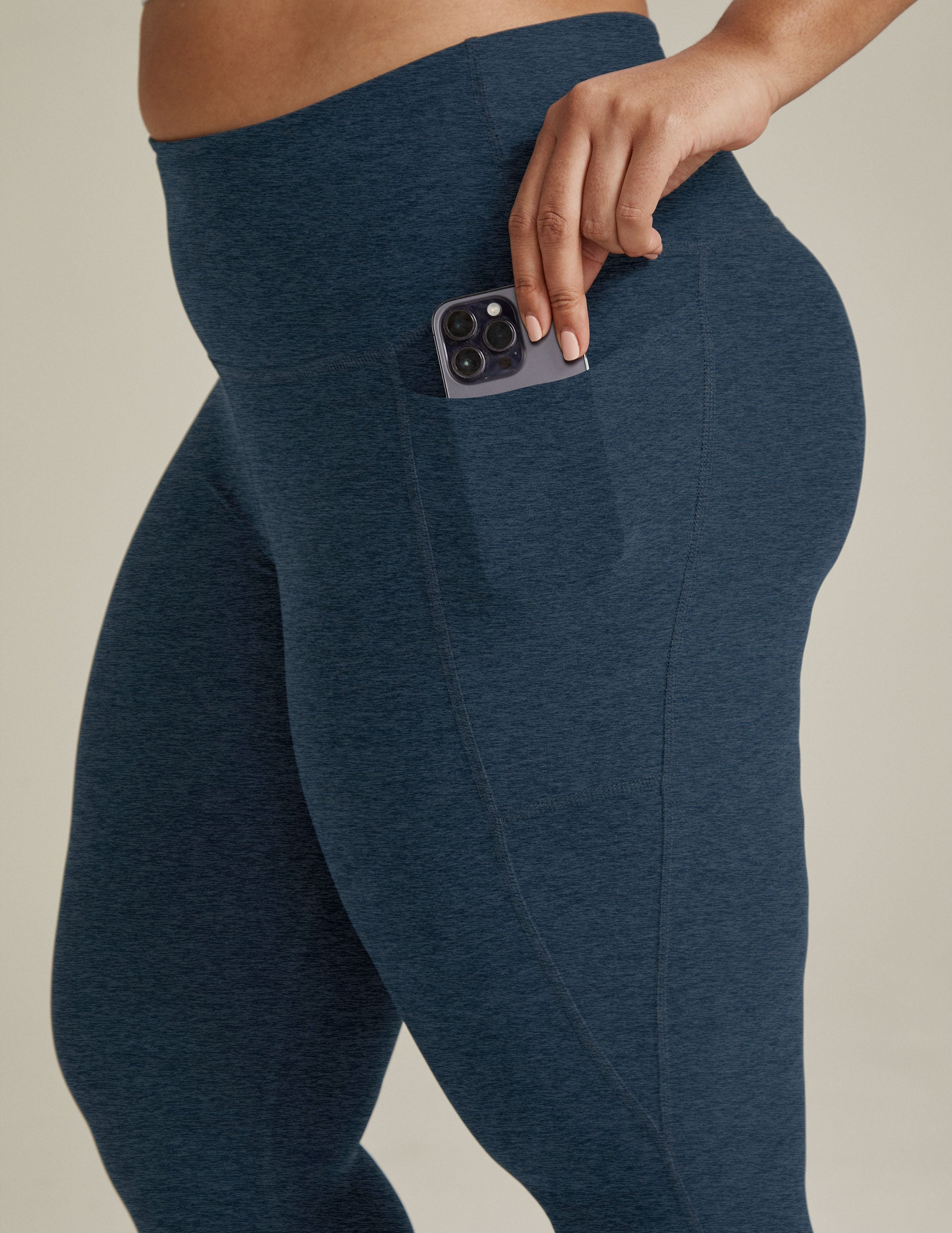 Buttery Soft Spacedye High-Waisted Midi Leggings with Convenient Side Pockets