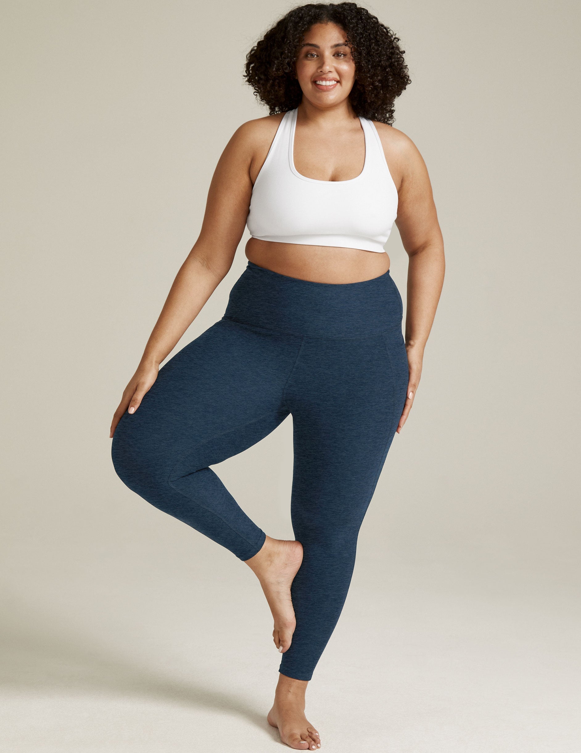 Buttery Soft Spacedye High-Waisted Midi Leggings with Convenient Side Pockets