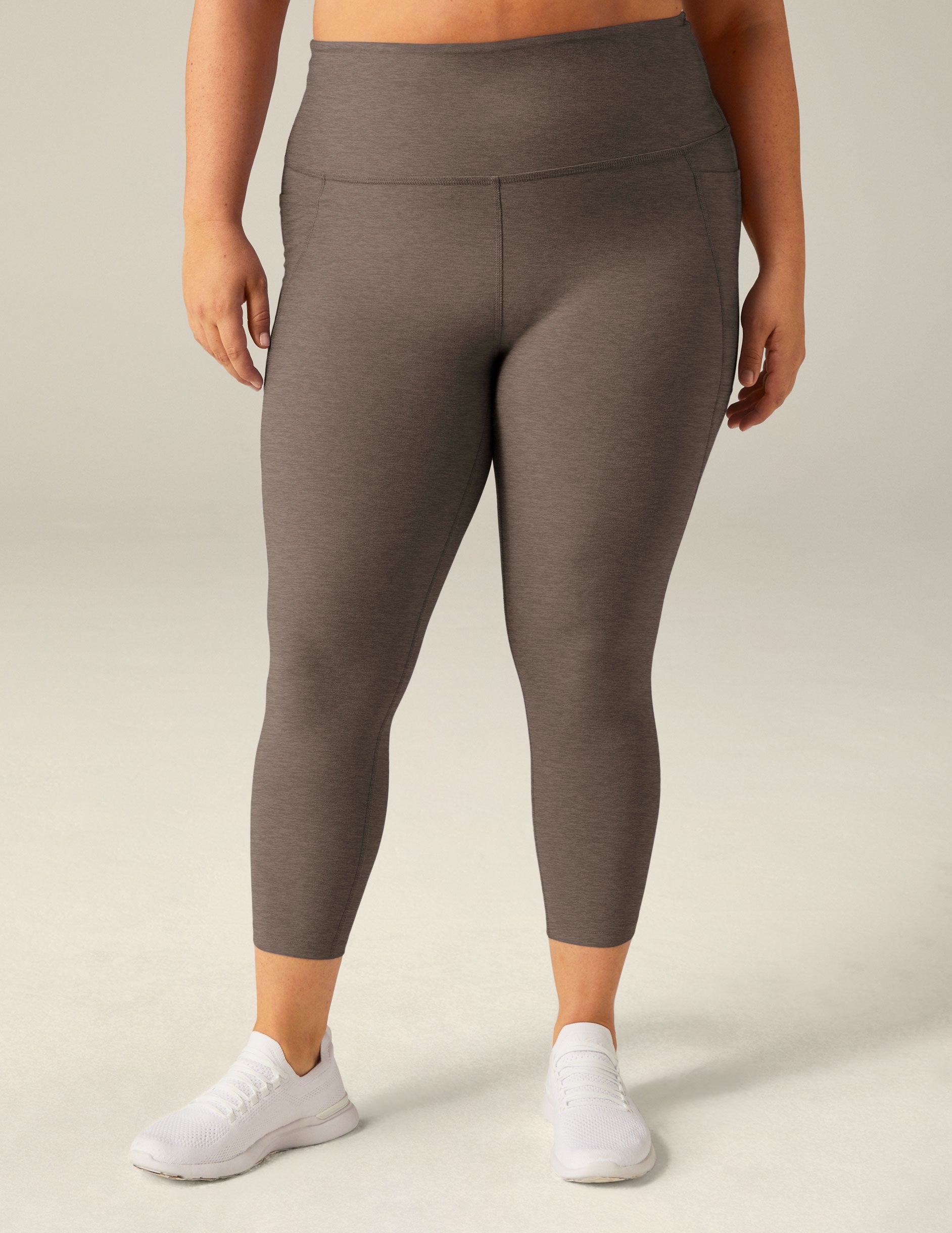 Beyond Yoga Spacedye High Waisted Midi Leggings with Pockets - Soft Umber Heather