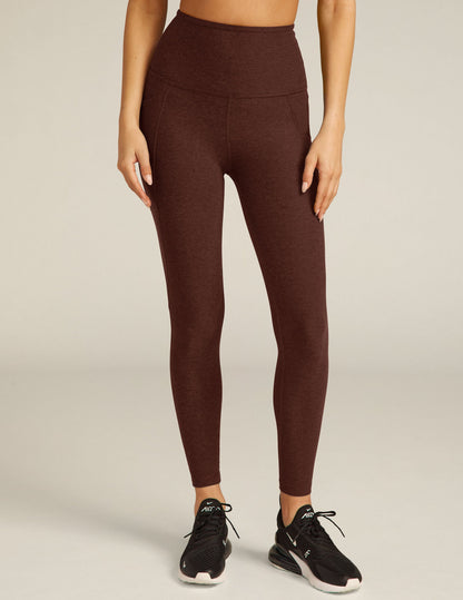 Buttery Soft Spacedye High-Waisted Midi Leggings with Convenient Side Pockets