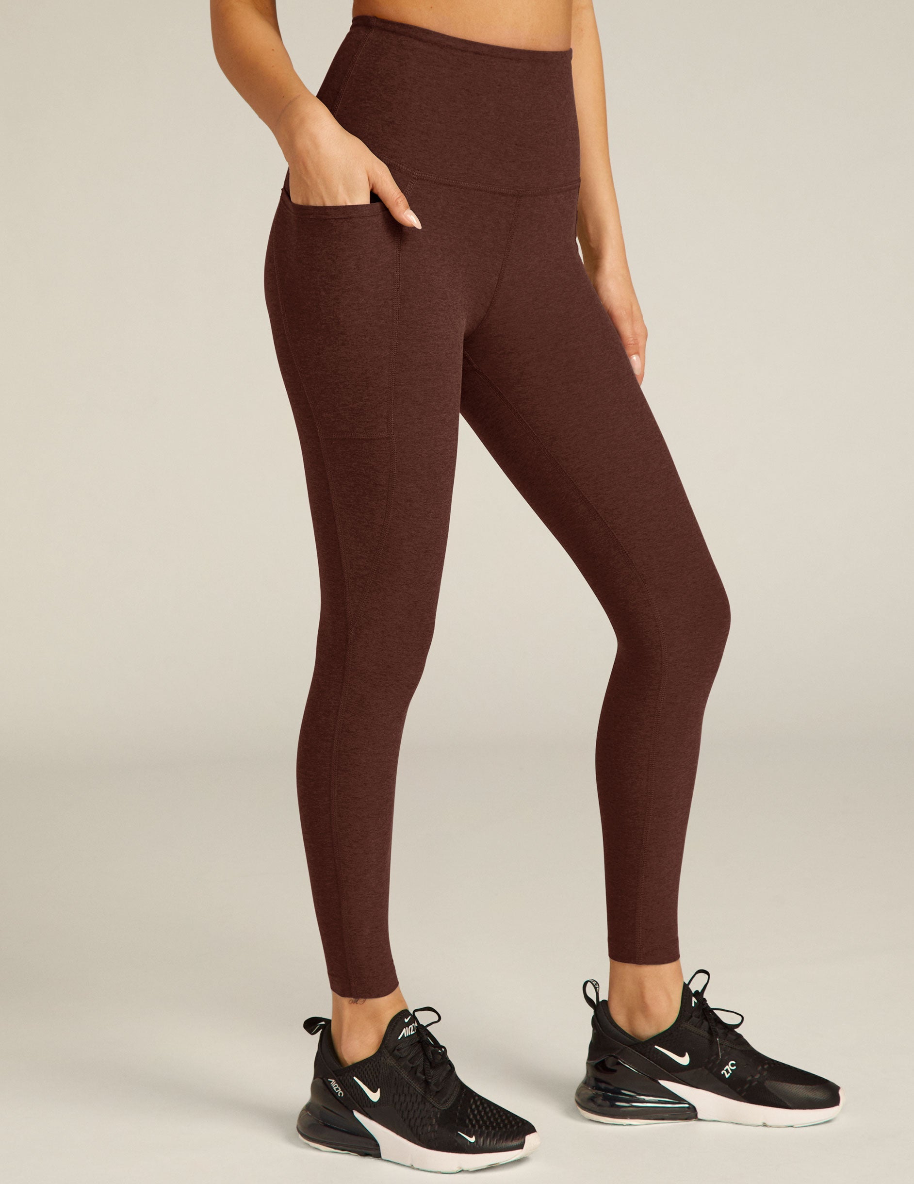 Buttery Soft Spacedye High-Waisted Midi Leggings with Convenient Side Pockets