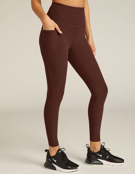 Buttery Soft Spacedye High-Waisted Midi Leggings with Convenient Side Pockets