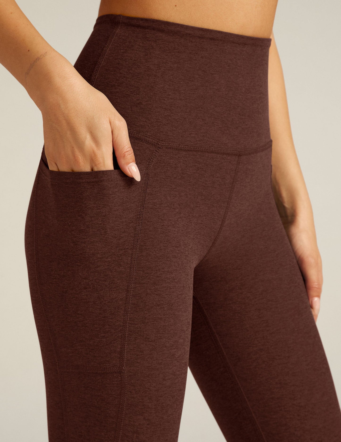 Buttery Soft Spacedye High-Waisted Midi Leggings with Convenient Side Pockets