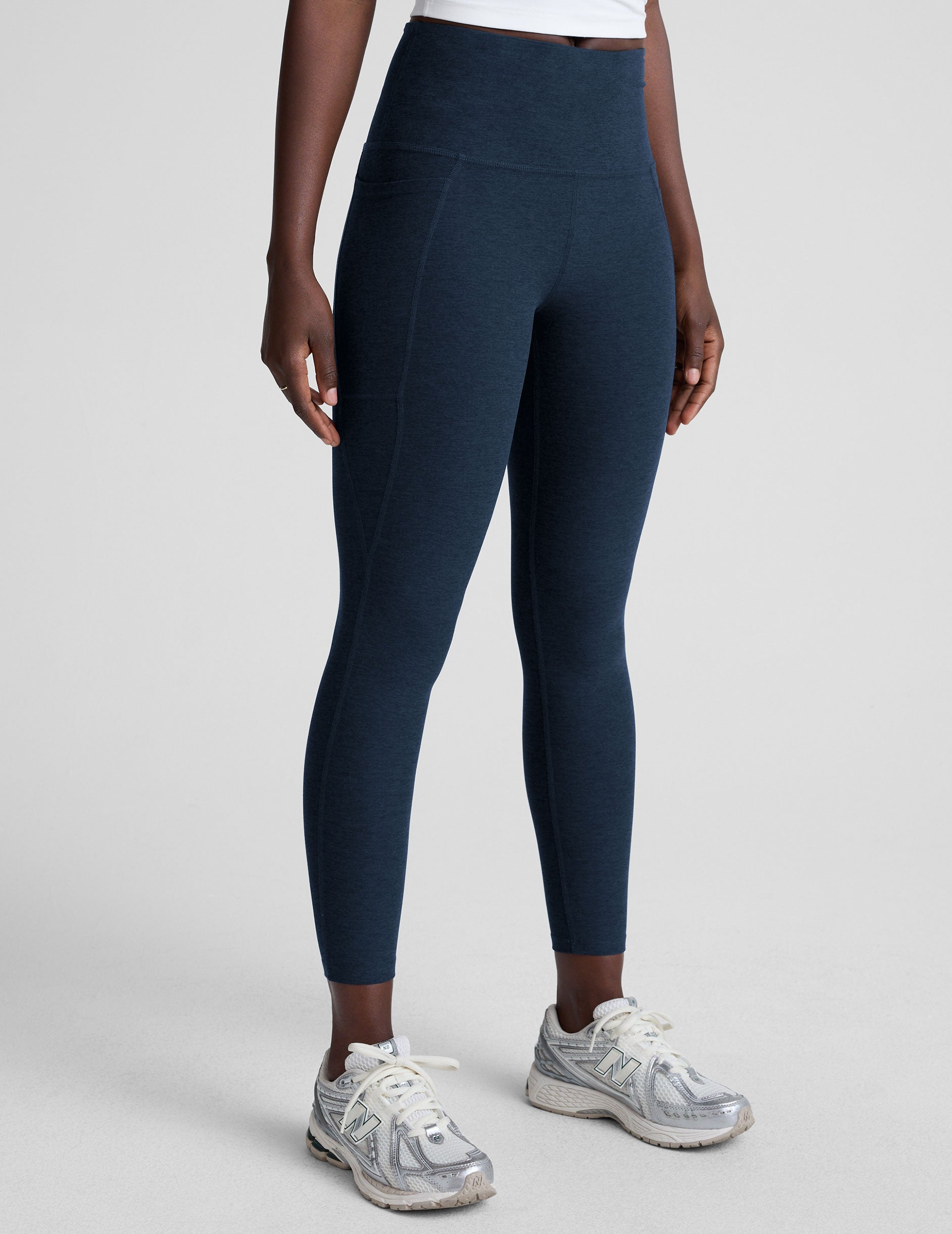Buttery Soft Spacedye High-Waisted Midi Leggings with Convenient Side Pockets