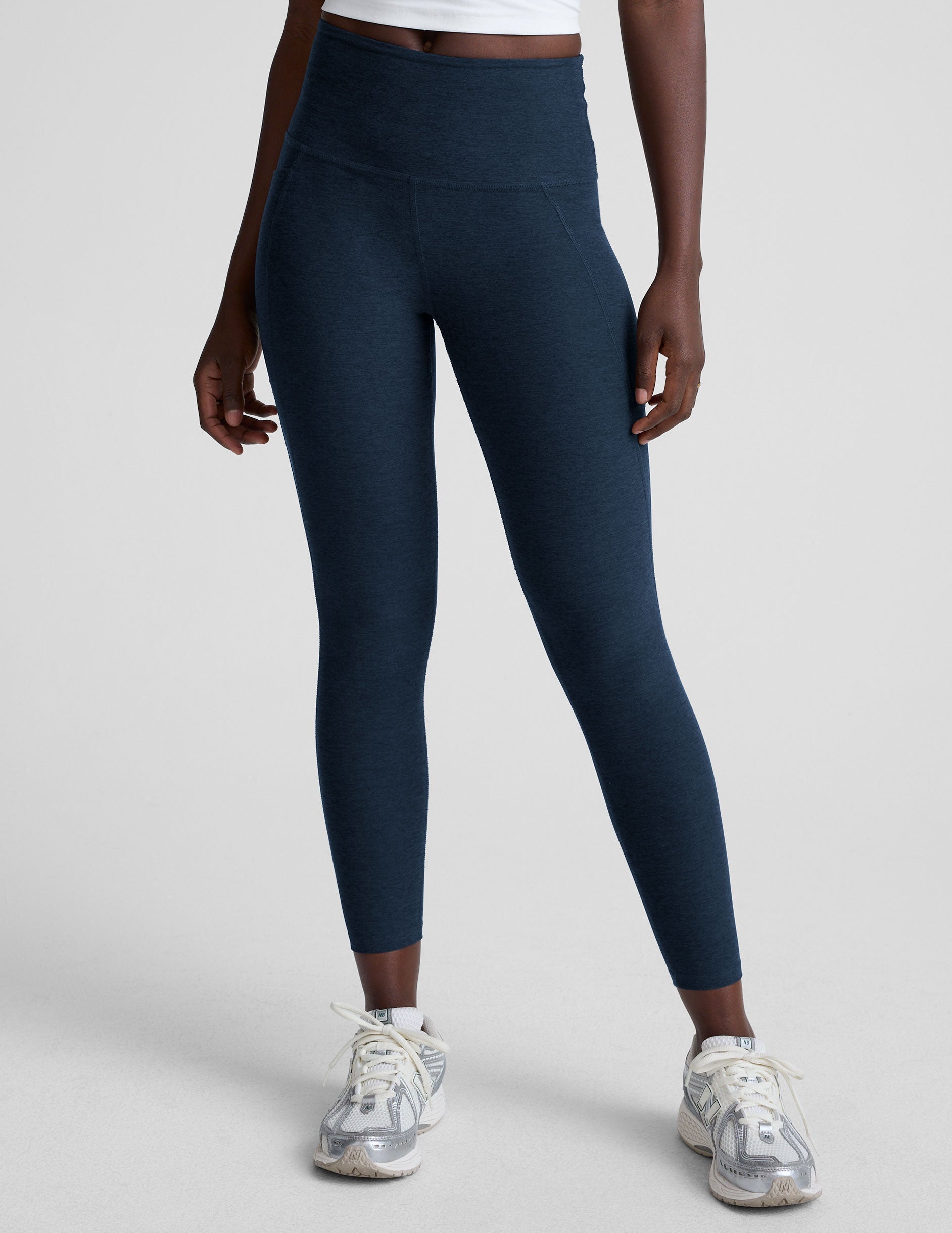 Buttery Soft Spacedye High-Waisted Midi Leggings with Convenient Side Pockets