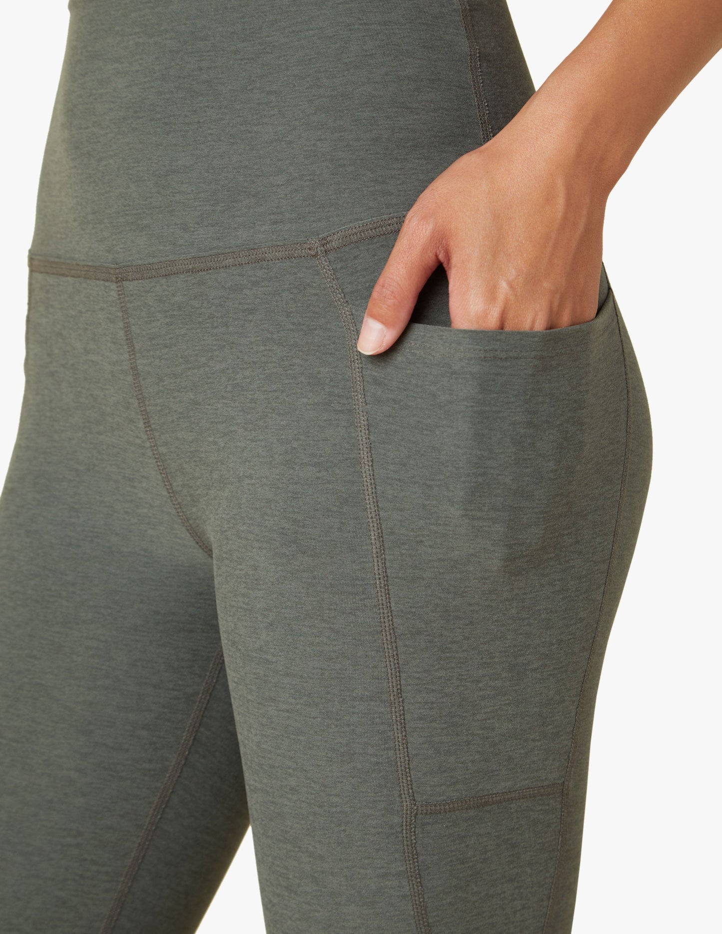 Ultra-Soft Spacedye Women's High Waisted Midi Leggings with Convenient Pockets