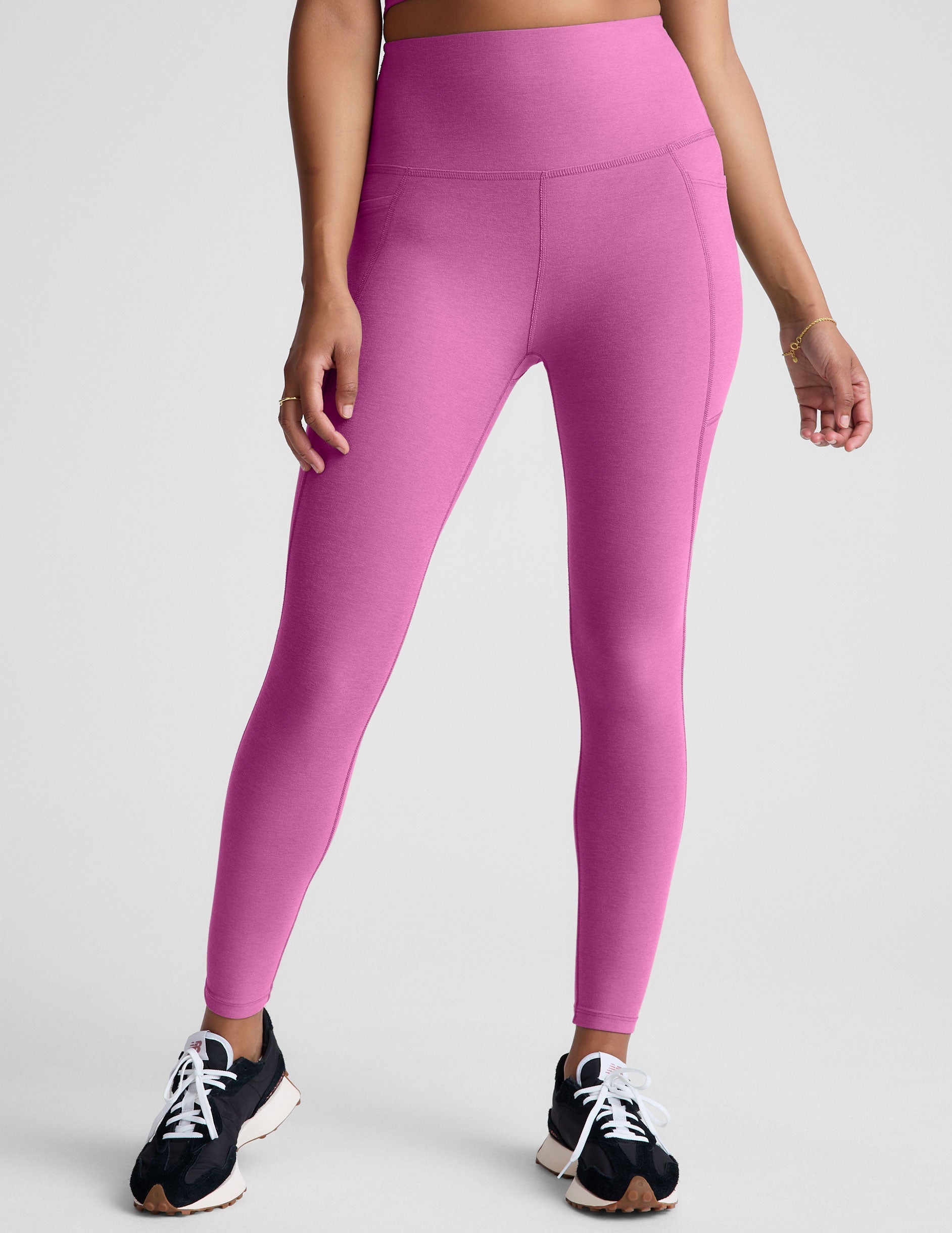 Buttery Soft Spacedye High-Waisted Midi Leggings with Convenient Side Pockets