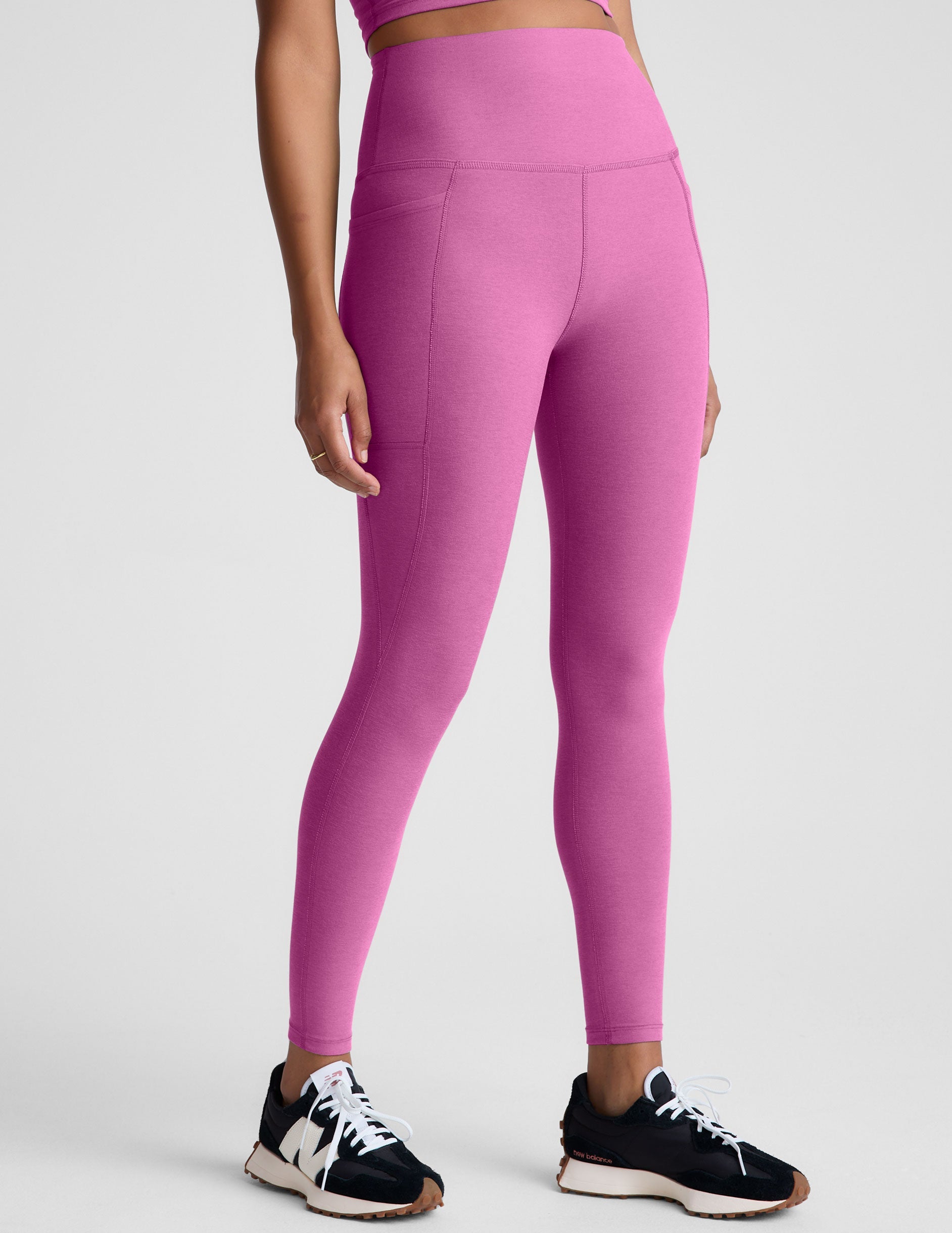 Buttery Soft Spacedye High-Waisted Midi Leggings with Convenient Side Pockets