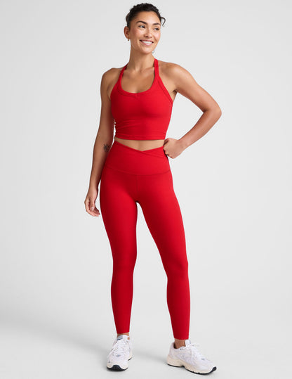 Ultra-Soft Spacedye High-Waisted Midi Leggings for Yoga & Leisure, Candy Apple Red