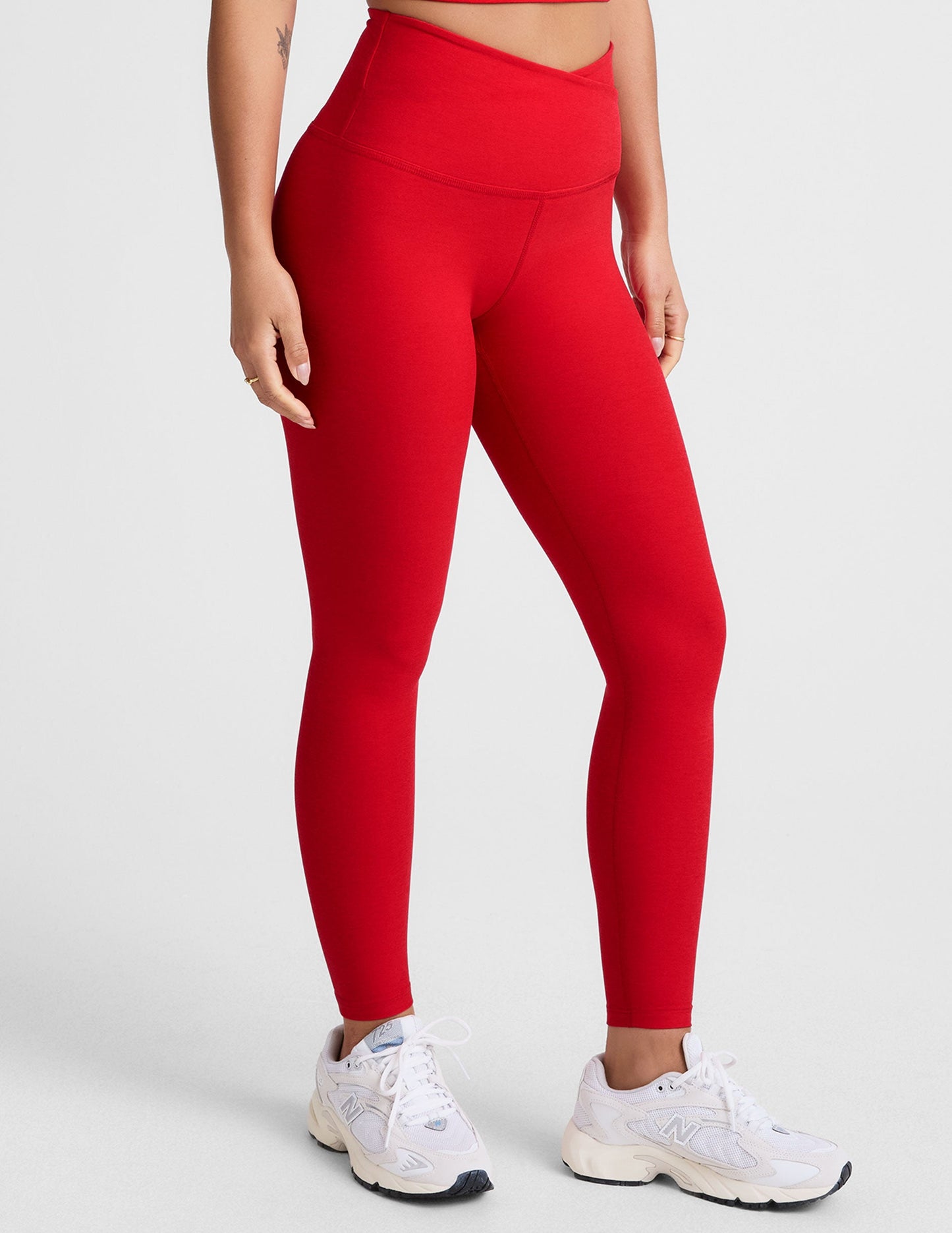 Ultra-Soft Spacedye High-Waisted Midi Leggings for Yoga & Leisure, Candy Apple Red