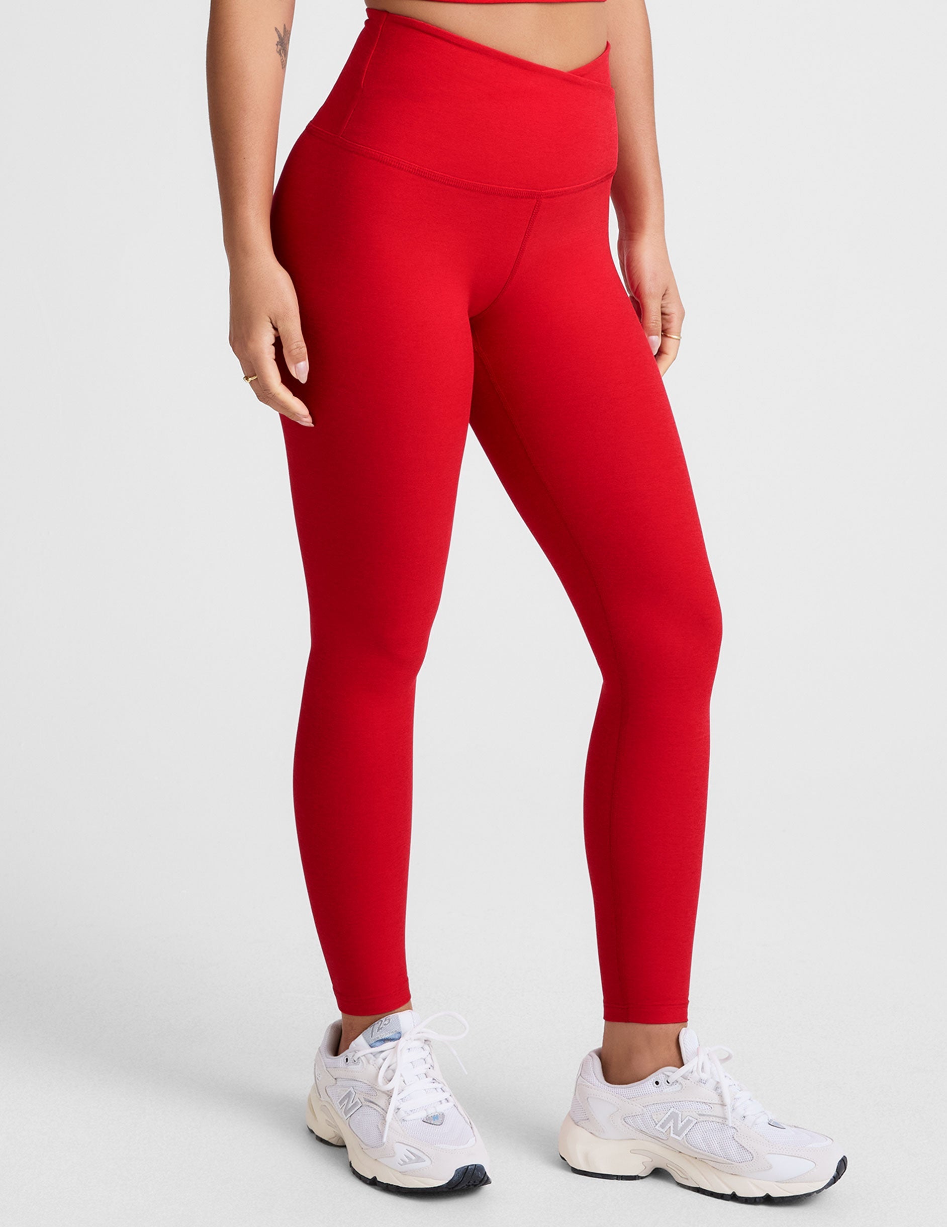 Ultra-Soft Spacedye High-Waisted Midi Leggings for Yoga & Leisure, Candy Apple Red