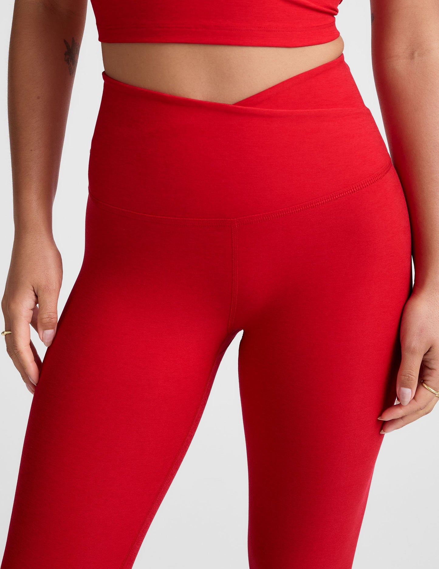 Ultra-Soft Spacedye High-Waisted Midi Leggings for Yoga & Leisure, Candy Apple Red
