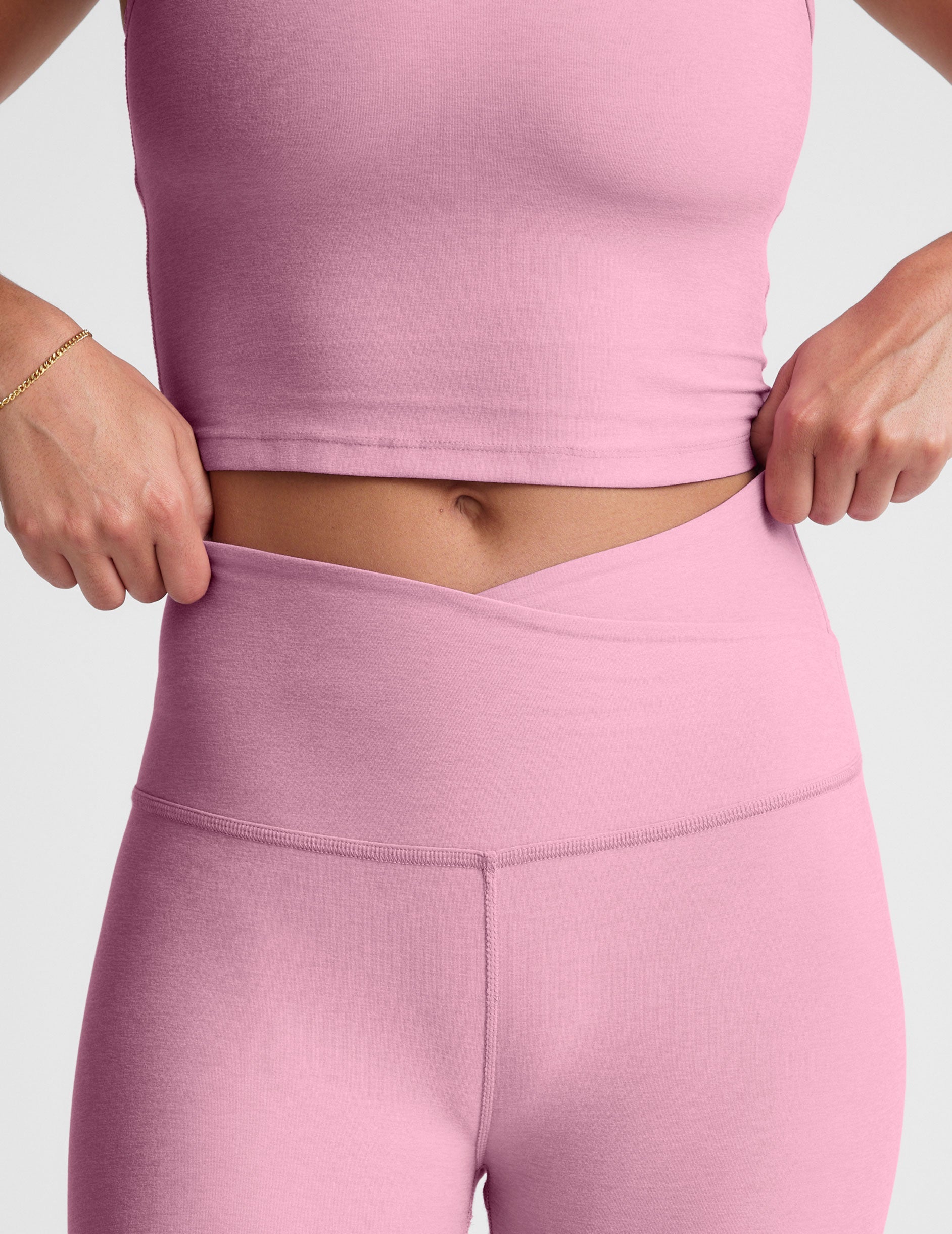 Soft Spacedye High-Waisted Midi Leggings: Crossover Waistband Yoga & Activewear Comfort