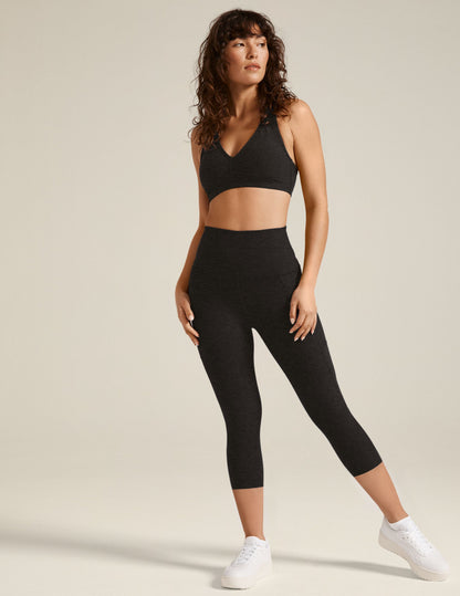 Spacedye High-Waisted Capri Leggings: Breathable Performance with Convenient Side Pockets