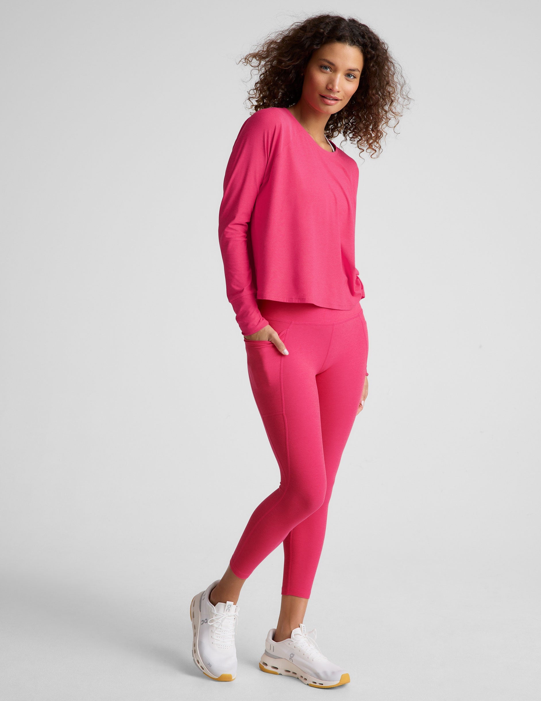 Ultra-Soft Spacedye High-Waisted Capri Leggings with Convenient Side Pockets