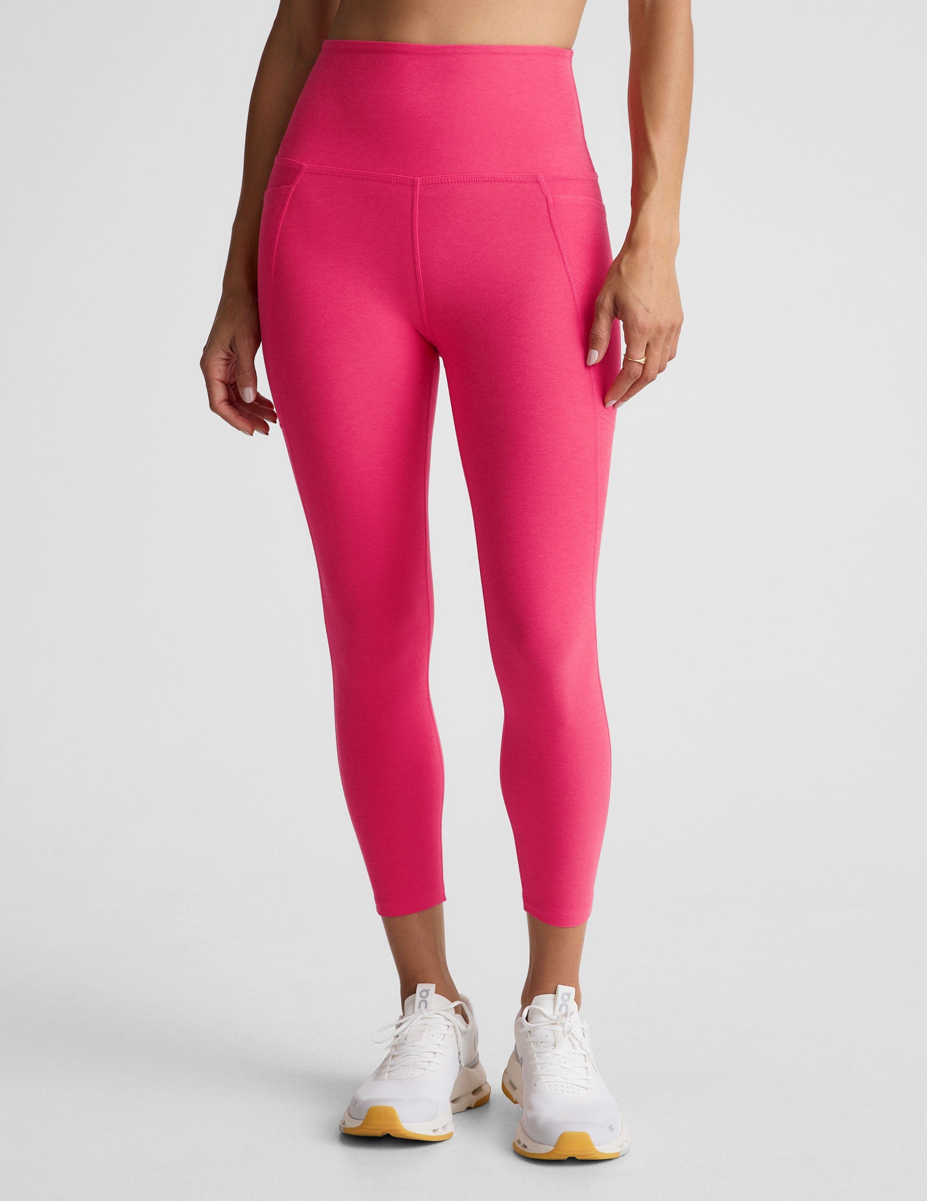 Ultra-Soft Spacedye High-Waisted Capri Leggings with Convenient Side Pockets