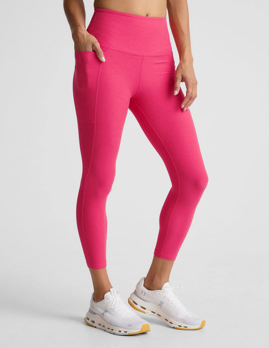 Ultra-Soft Spacedye High-Waisted Capri Leggings with Convenient Side Pockets