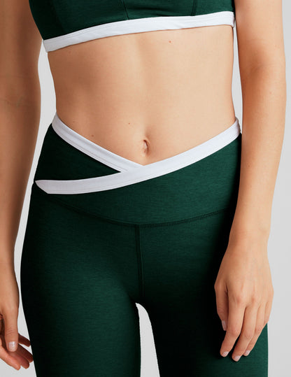 Spacedye Outlines High-Waisted Midi Legging: Dark Spruce, Crossover Waistband, Ultimate Comfort