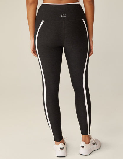 Spacedye High Waisted Midi Leggings with Pockets, Stylish Contrast Trim