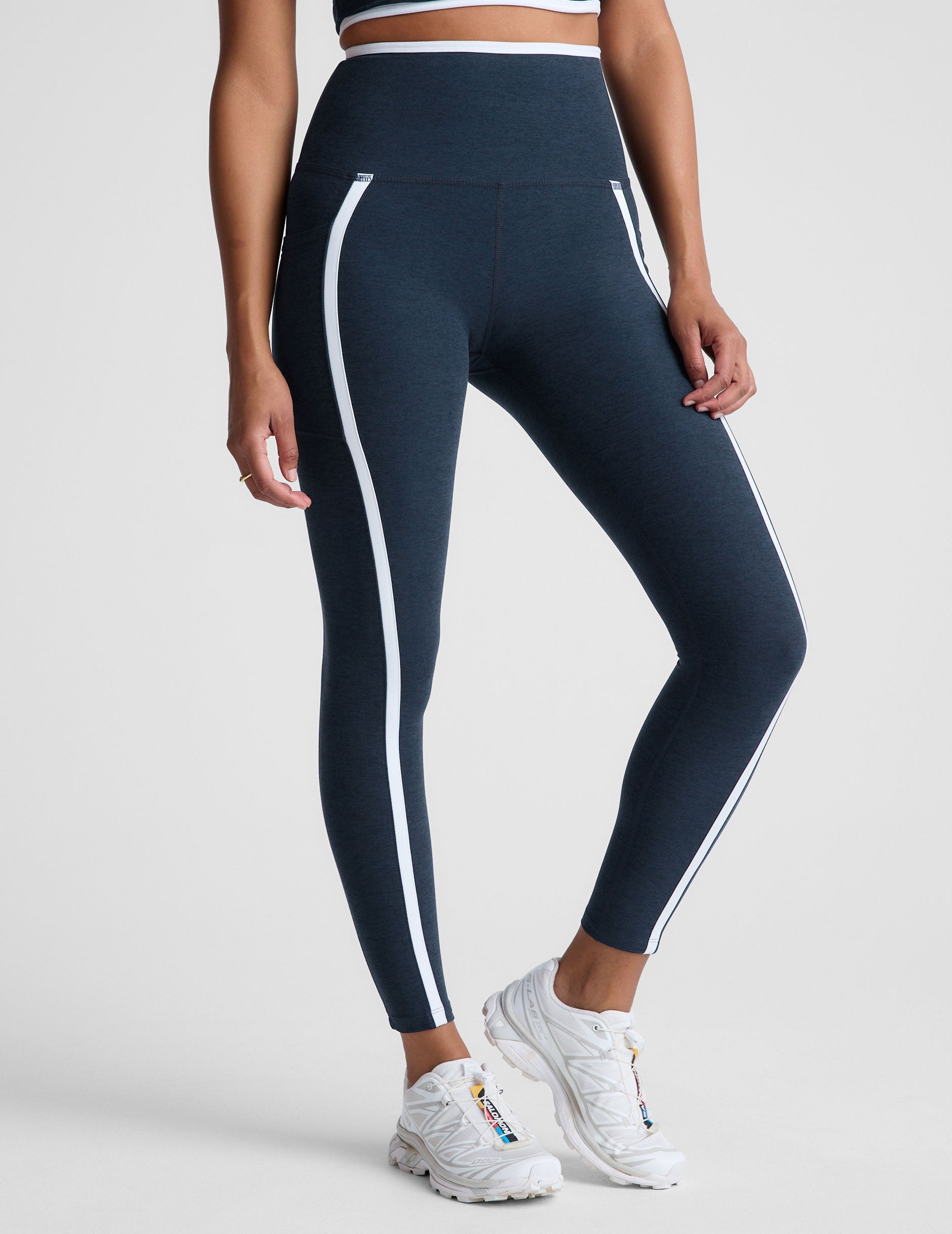 Spacedye High-Waisted Midi Leggings: Pockets, Contrast Trim, Ultimate Comfort Fit