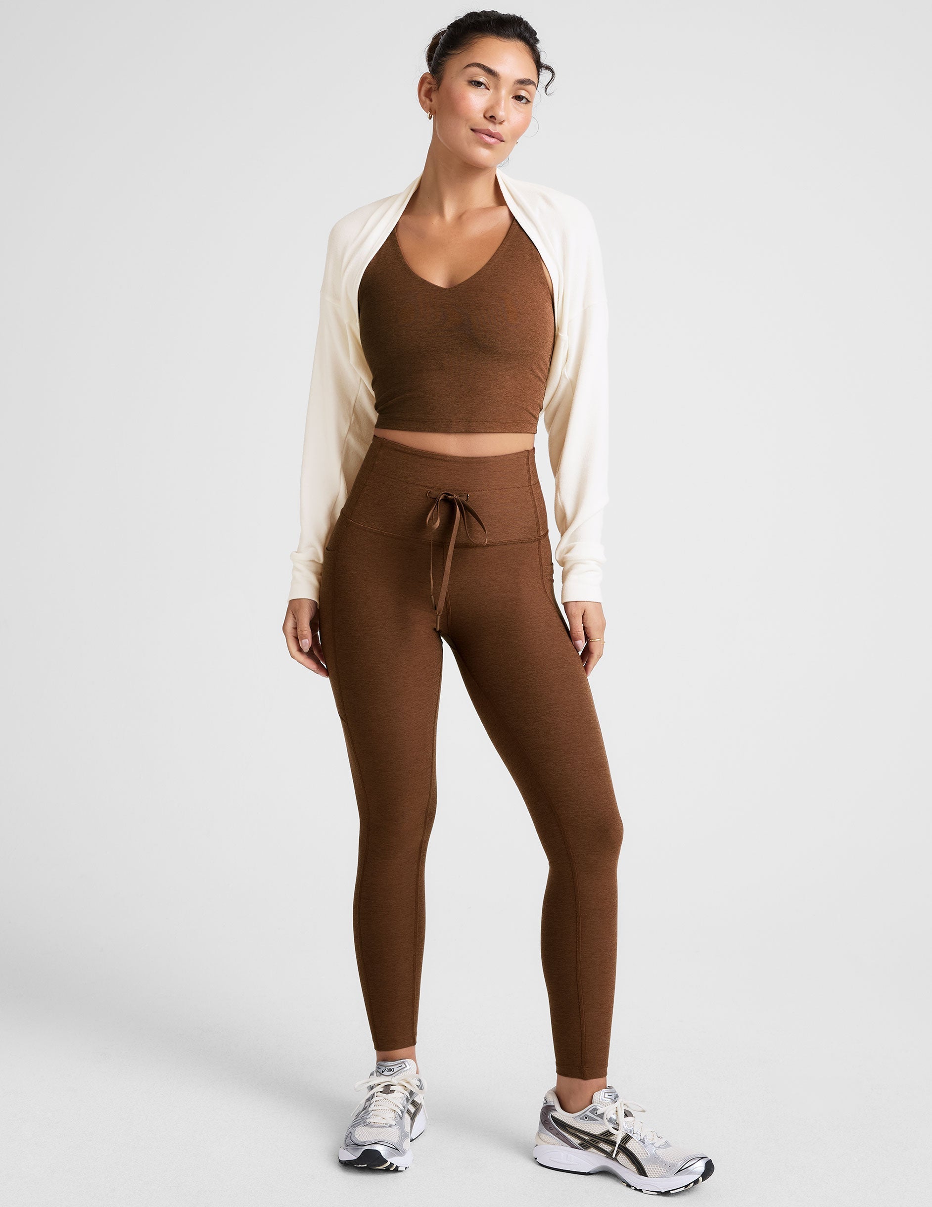 Spacedye High-Waisted Midi Legging: Pocketed Active Comfort with Drawstring