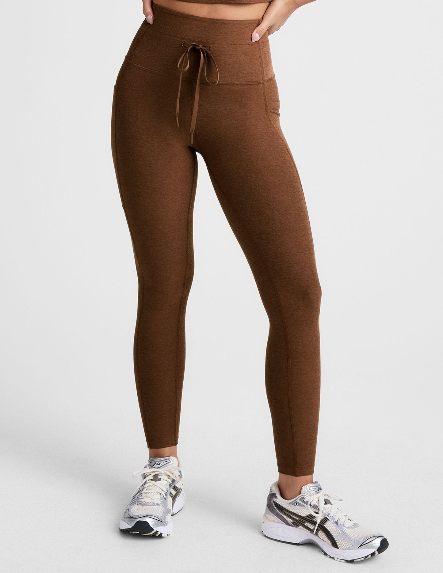 Spacedye High-Waisted Midi Legging: Pocketed Active Comfort with Drawstring