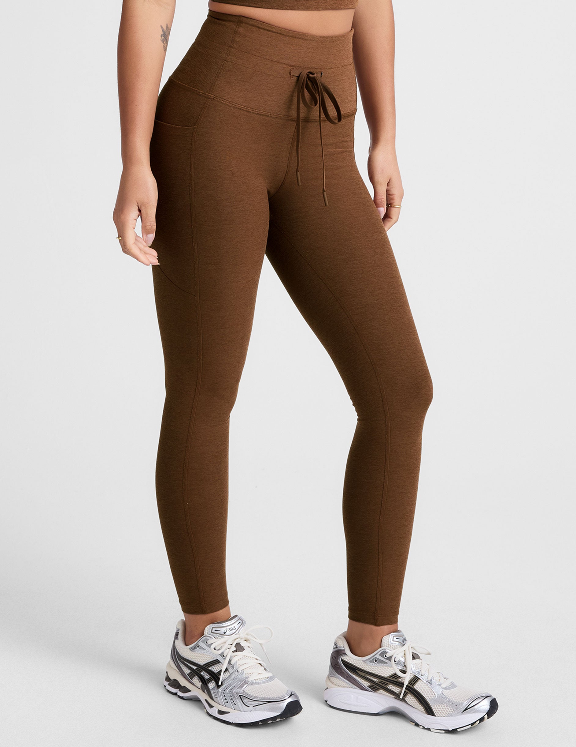 Spacedye High-Waisted Midi Legging: Pocketed Active Comfort with Drawstring