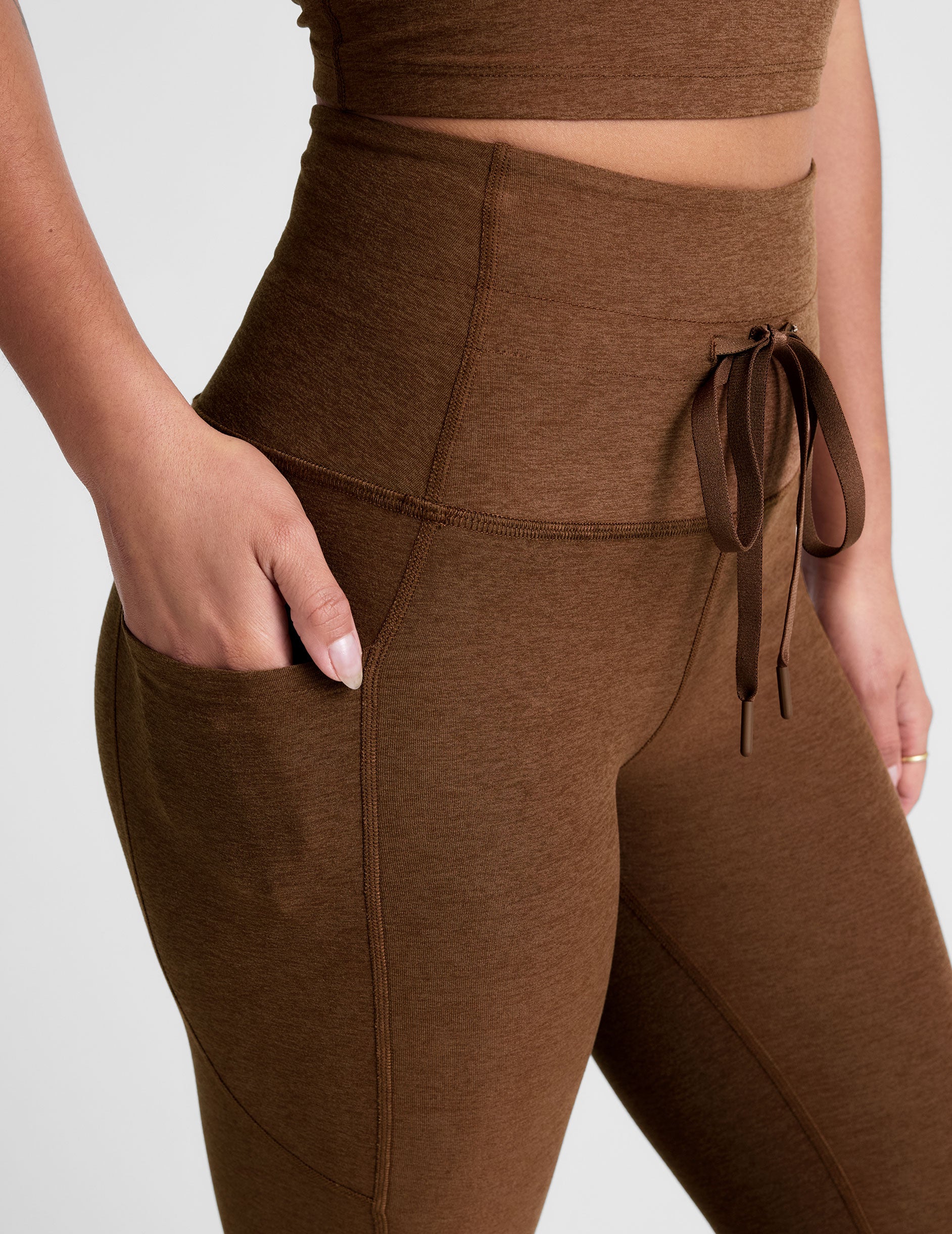 Spacedye High-Waisted Midi Legging: Pocketed Active Comfort with Drawstring