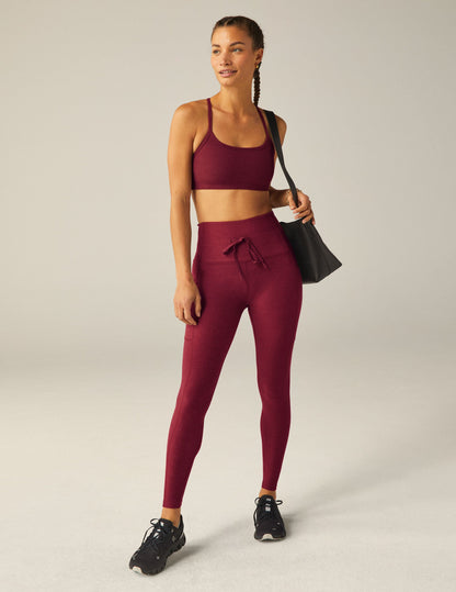Beyond Yoga Spacedye High-Waist Midi Leggings: Bordeaux Heather with Pockets