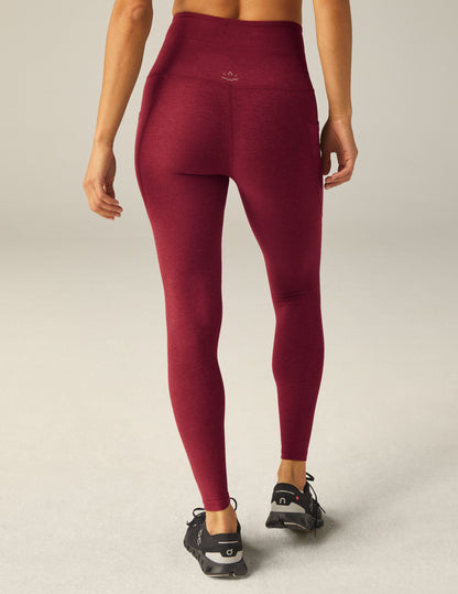 Beyond Yoga Spacedye High-Waist Midi Leggings: Bordeaux Heather with Pockets