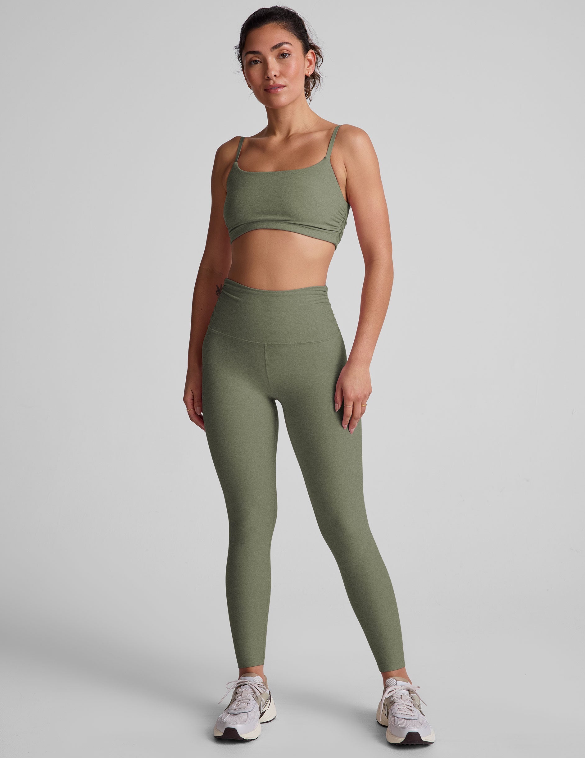 Beyond Yoga Spacedye Shirred Midi Barre Leggings - Super Soft & Flexible