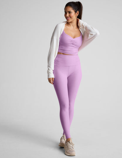 Soft Spacedye Shirred Barre Midi Leggings - Lilac Petal Heather