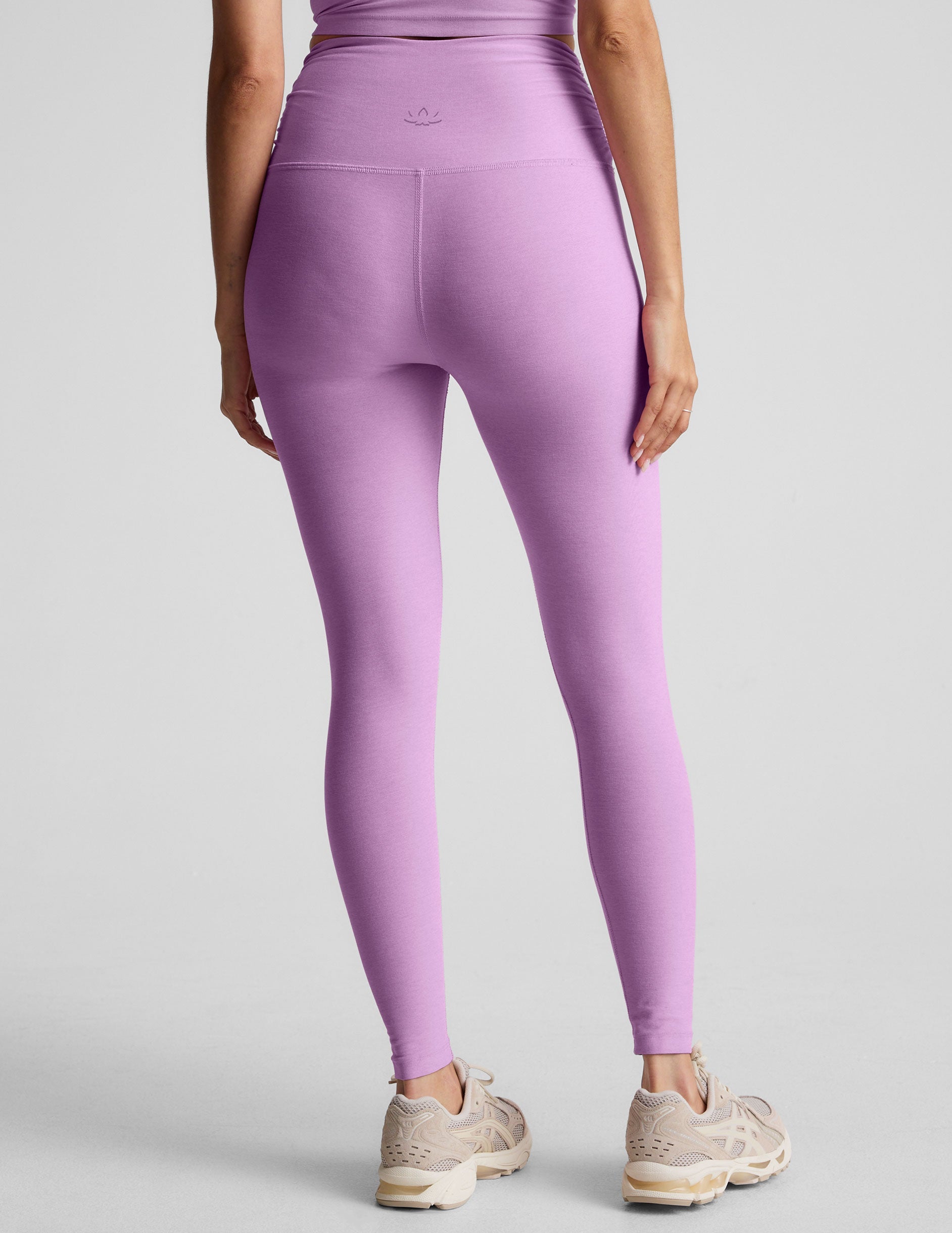 Soft Spacedye Shirred Barre Midi Leggings - Lilac Petal Heather