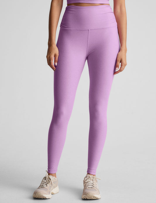 Soft Spacedye Shirred Barre Midi Leggings - Lilac Petal Heather