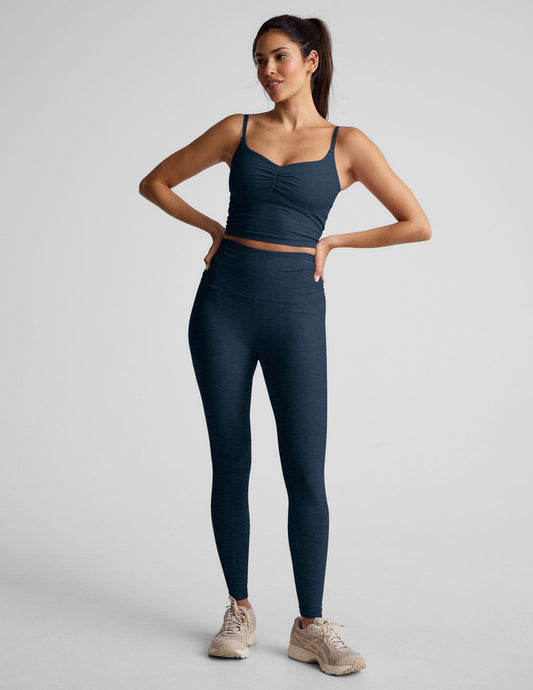 Spacedye Shirred Barre Leggings for Women - High-Waisted, Midi, Flexible