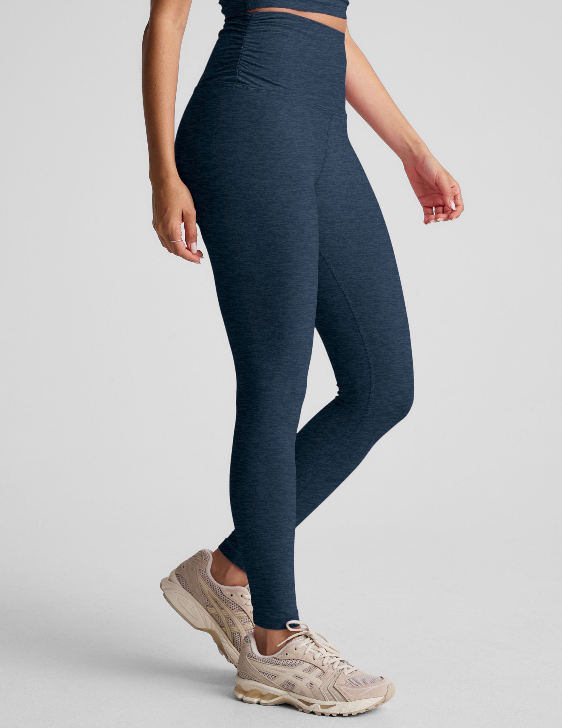 Spacedye Shirred Barre Leggings for Women - High-Waisted, Midi, Flexible