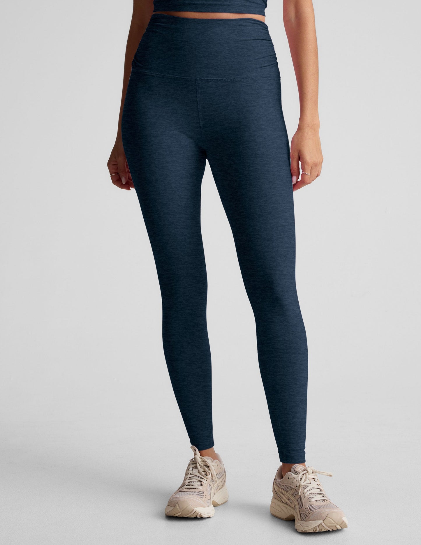 Spacedye Shirred Barre Leggings for Women - High-Waisted, Midi, Flexible