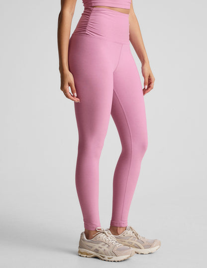 Ultra-Soft Spacedye High-Waisted Midi Shirred Legging for Barre Yoga
