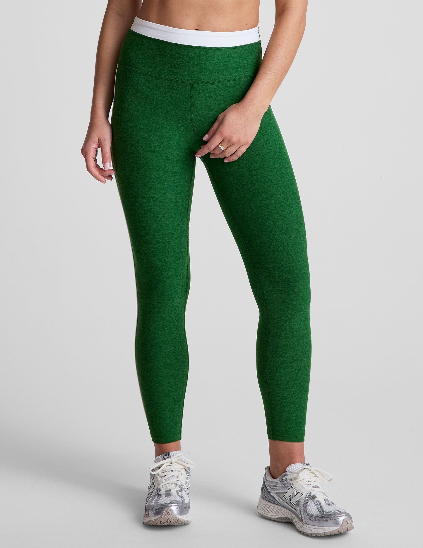 Beyond Yoga Spacedye Trophy High-Waisted Midi Legging: Green Activewear with Piping
