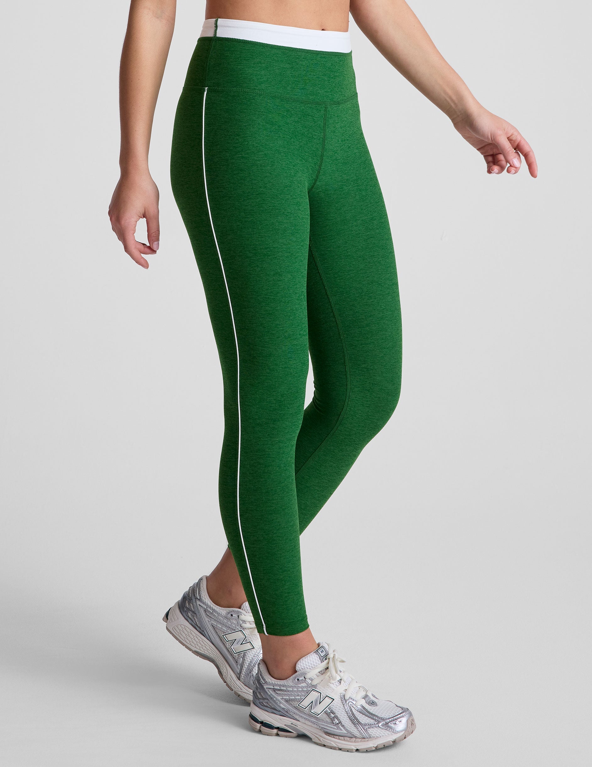 Beyond Yoga Spacedye Trophy High-Waisted Midi Legging: Green Activewear with Piping