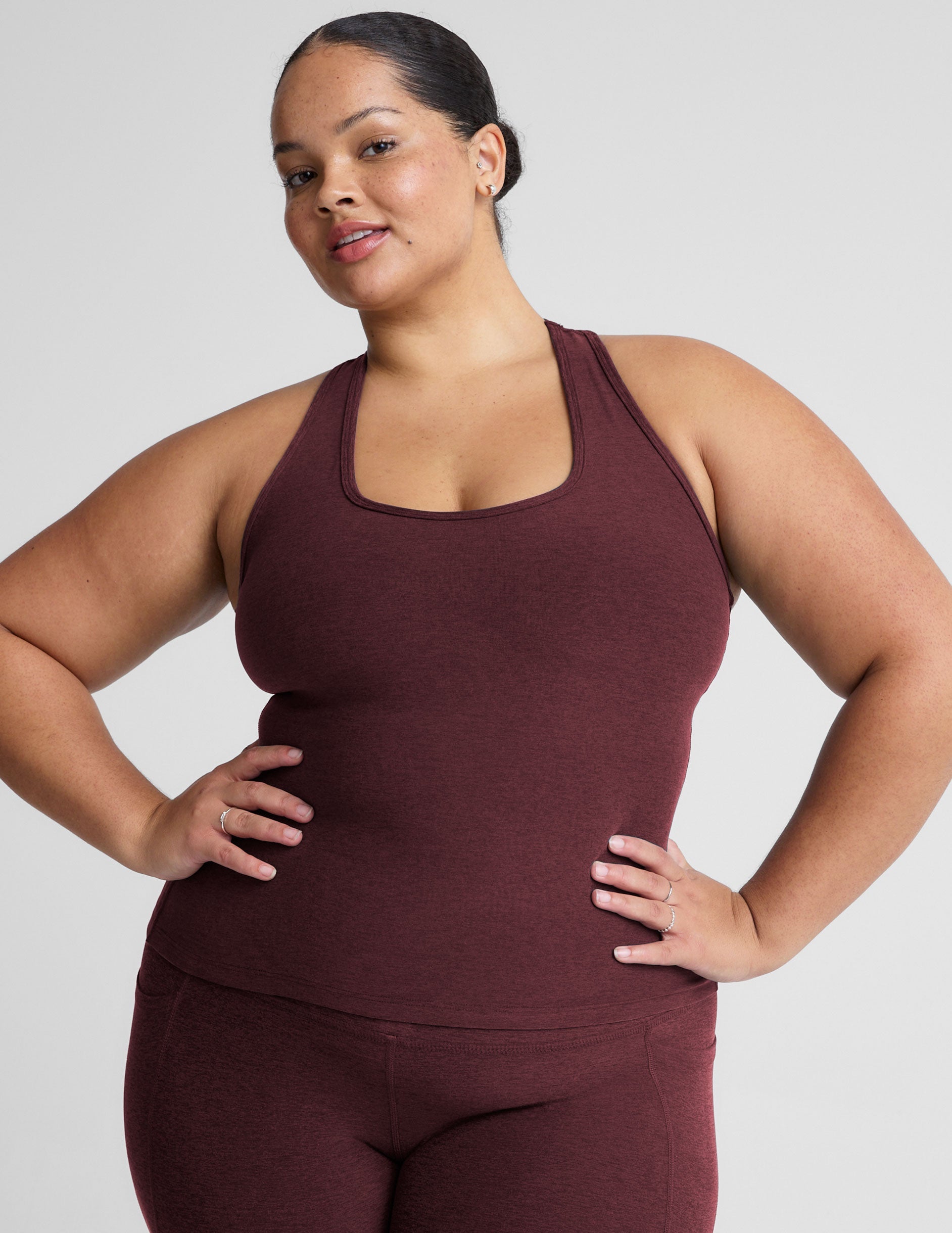 Ultra-Soft Spacedye Racerback Tank Top with Built-in Bra Support