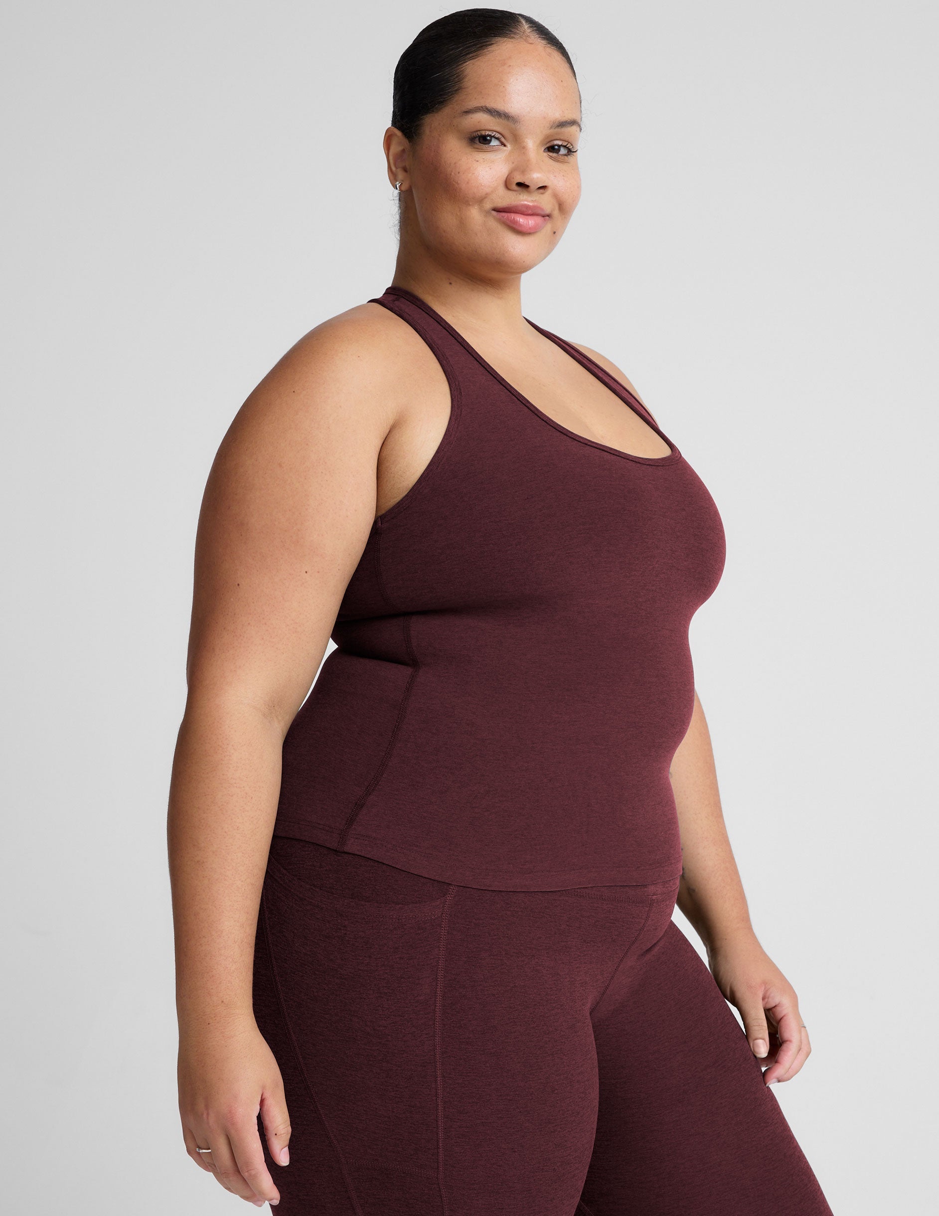 Ultra-Soft Spacedye Racerback Tank Top with Built-in Bra Support